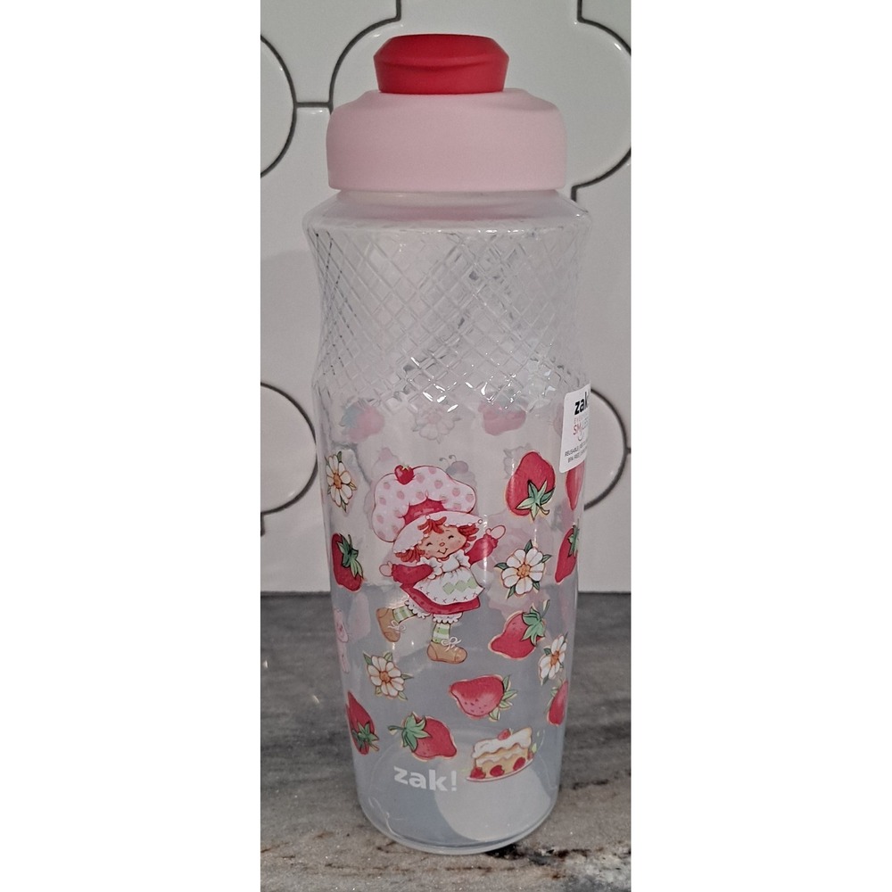 ZAK Strawberry Shortcake 30 oz Flip Top WATER BOTTLE BPA FREE Reusable Pink New